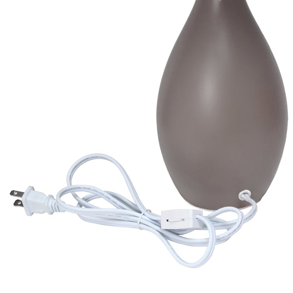 Oval Bowling Pin Base Ceramic Table Lamp, Gray